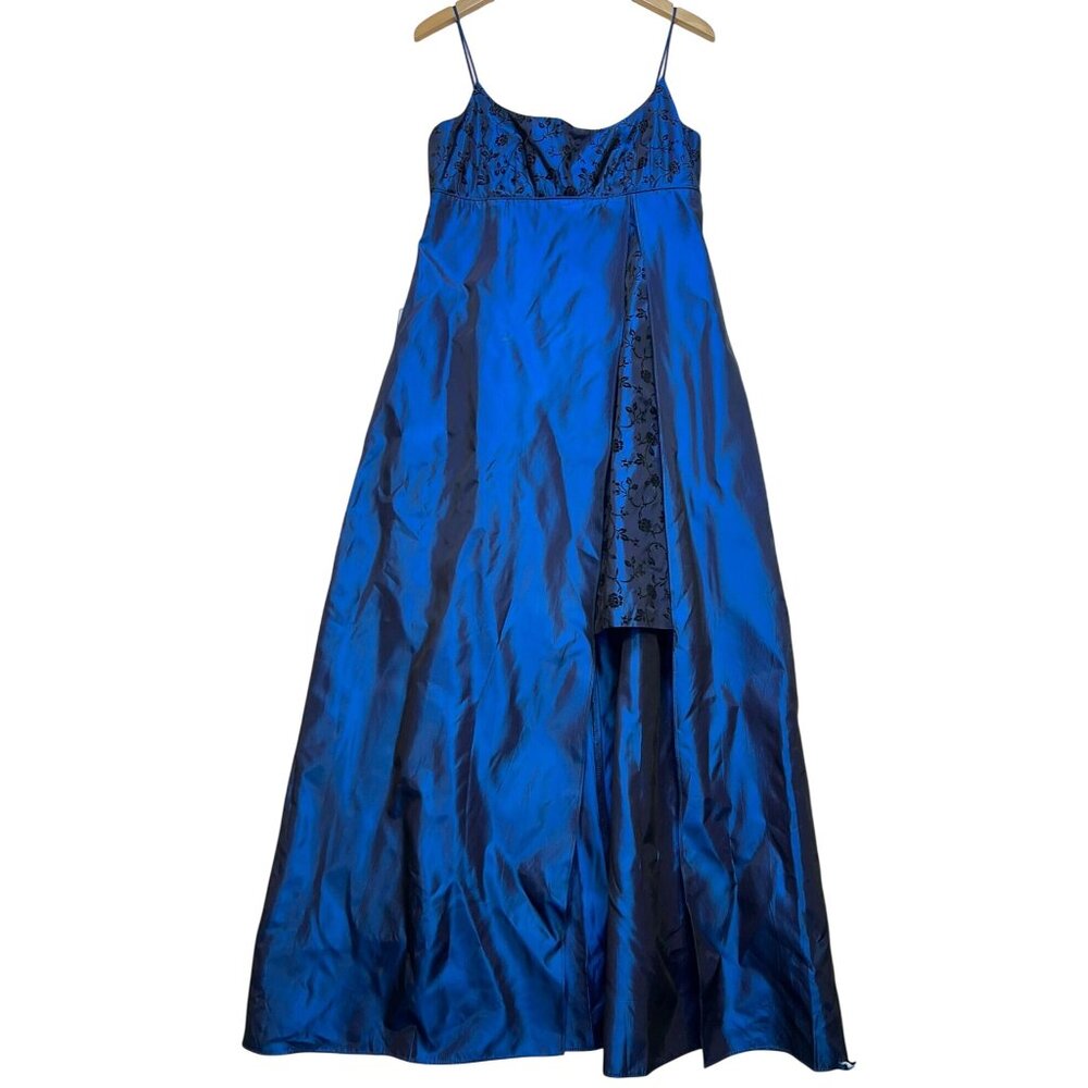 Vtg. Morgan And Co Women's Max Whimsigoth Vamp Gown Dress Sz 13/14 Blue Black